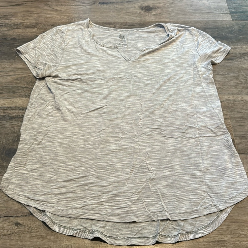 Gray striped relaxed, fit T-shirt